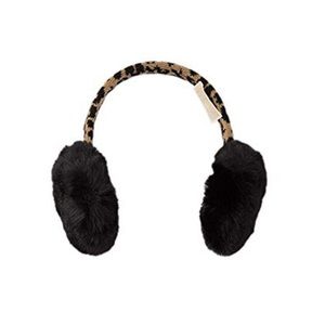 Michael Kors Leopard Knit & Faux Fur X Earmuffs